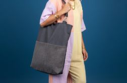 Unikatowa torba handmade z ciemnego szarego weluru