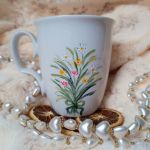 Ręcznie malowany świt na łące kubek 360 ml. - Ręcznie malowane