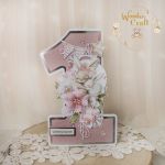 Kartka cyferka na roczek "OhBabyRose" GOTOWA - 