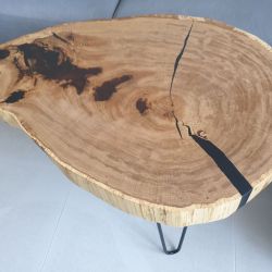 Stolik plaster drewna dąb + żywica