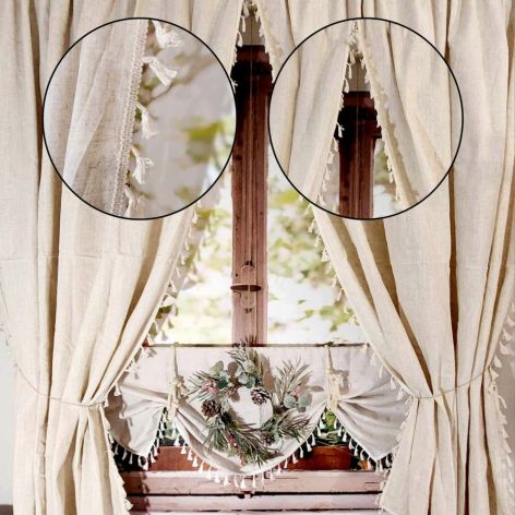 Zasłona firana BOHO zasłona z frędzlami na tunel panel SHABBY 150/250cm