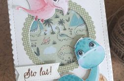 Kartka urodzinowa dla dziecka z dinozaurami
