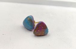 Aurora – kolczyki z glinki polimerowej z efektem złotego pyłu