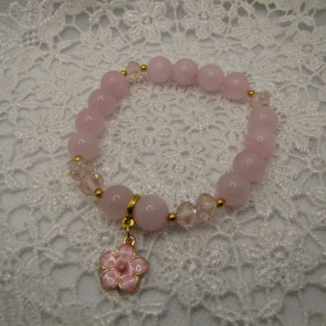Bransoletka z różowym kwarcem 01
