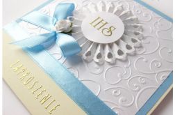 Zaproszenia komunijne z hostią dla chłopca