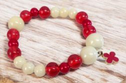 Bransoletka na gumce czerwona ecru