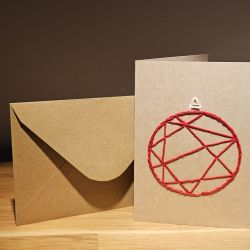 Kartka świąteczna - haftowana - bombka - wzór 1