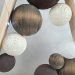 Drewniana, prosta choinka biało/złota LED Handmade - 