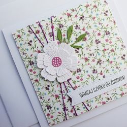 Kartka życzenia powrotu do zdrowia z kwiatem 