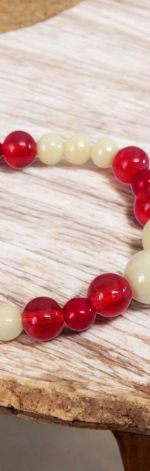 Bransoletka na gumce czerwona ecru