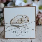 Rustykalna kartka urodzinowa samochód - kartka z autem