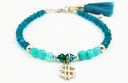 Bransoletka srebrna z dolarem.