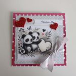 Kartka na Walentynki misie panda - Kartka na Walentynki misie panda