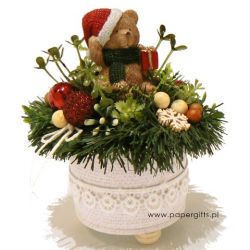 Stroik dekoracja Boże Narodzenie Miś z prezentem