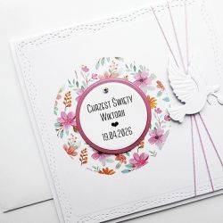 Kartka na Chrzest z gołębicą minimalistyczna