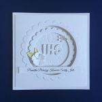 Biała KARTKA KOMUNIJNA z hostią IHS #1 - pamiątka komunii IHS