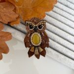 Broszka Sowa z kamieniami naturalnymi - 