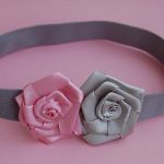 Opaska niemowlęca "Róż z szarym" - 