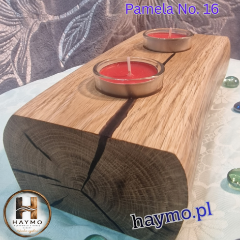 Świecznik drewniany dąb konar żywica epoksydowa Pamela No. 16