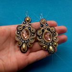 Kolczyki Złoto, Czerń & Kryształy - 