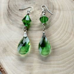 Kolczyki kryształki Swarovski zielone
