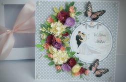 Kartka ślubna w kropeczki