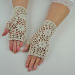 Rękawiczki, mitenki handmade beżowe 01 - mitenki