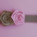 Opaska niemowlęca "Róż z beżem" - 