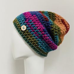 Gruba czapka beanie smerf kolorowa szydełkowa 13