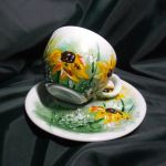 Filiżanka ręcznie malowana kwiaty słoneczniki - filiżanka ręcznie malowana