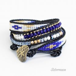 Bransoleta Boho Blue and Gold