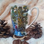 ,,Odpoczynek,, Ręcznie malowany kubek 300 ml. - ręcznie malowane