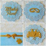 Żółto-niebieskie pudełko z okazji ślubu - 