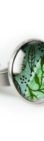 Green nature pierścionek z ilustracją