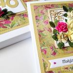 Kartka ROCZNICA ŚLUBU beżowo-różowa - Beżowo-różowa kartka na rocznice ślubu w pudełku