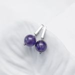 Klasyczne kolczyki pozłacane z Ametystem - 