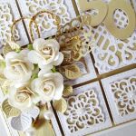 Kartka ROCZNICA ŚLUBU złoto-biała / Z - Kartka z różami na rocznicę ślubu