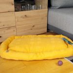 Legowisko posłanie dla psa kota XL 88x45 cm żółte - legowisko bawełniane dla pupila