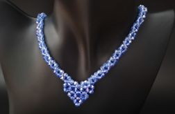 Niebieski Naszyjnik w Literę V z Kryształków