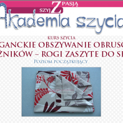 Eleganckie obszywanie obrusów i bieżników - rogi zaszyte do skosu  KURS SZYCIA