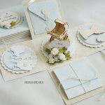 Z wózeczkiem na chrzest (błękit) - 