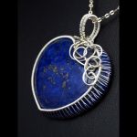 Srebrny wisior z kaboszonem lapis lazuli blue - Lapis Lazuli pendant wrapped in Sterling Silver wire, gift for her gift for mom perfect present unique artisan handcrafted jewelry for women