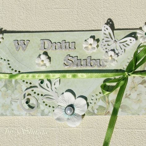 Kopertówka z okazji ślubu 'green flowers'- wyprzedaż