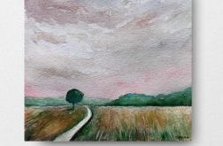 Pejzaż-akwarela formatu- 20x20 cm.