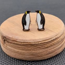 Kolczyki drewniane  PINGWINY