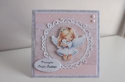 Kartka na Chrzest Święty dla dziewczynki aniołek