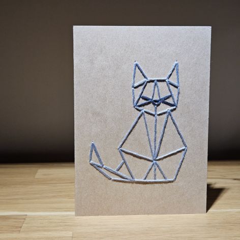 Kartka okolicznościowa - haftowana - kot