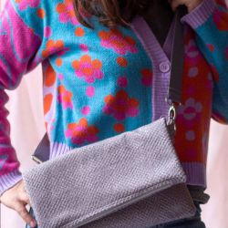 Składana kopertówka z weluru melanż