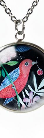 Red bird naszyjnik z ilustracją