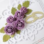 Kartka ŚLUBNA biało-fioletowa /Z - Ażurowa kartka ślubna z różami